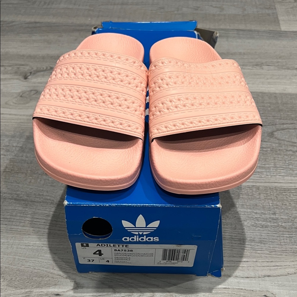 Adidas Adilette Slides in Haze Coral
